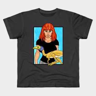 Girl With Pet Dinosaur Kids T-Shirt